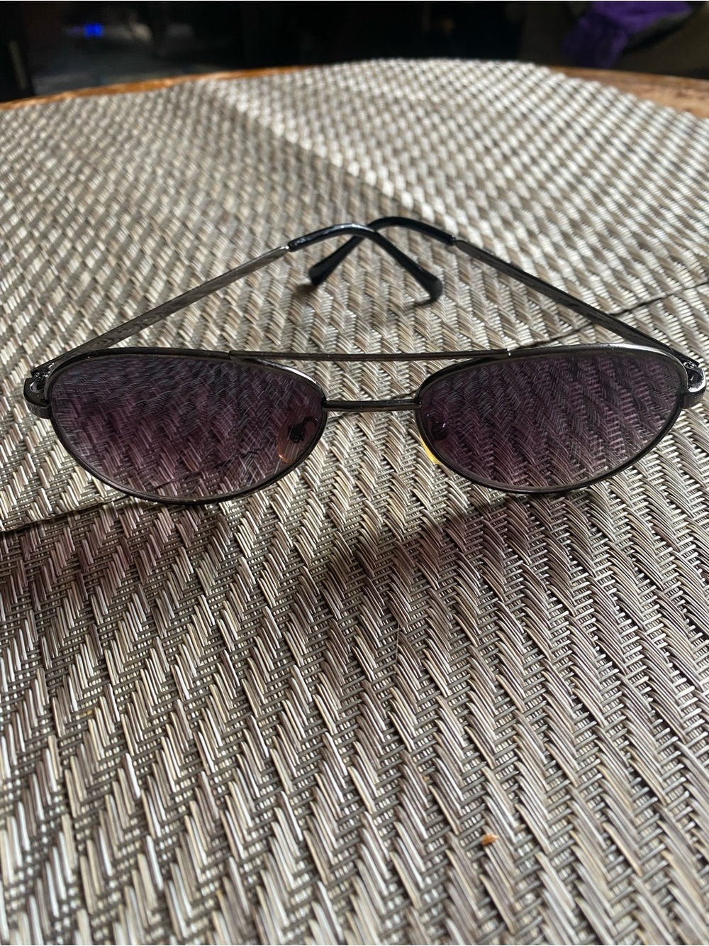 Classic Metal Frame Aviator Sunglasses Purple Gradient Lens + Red Pouch Case